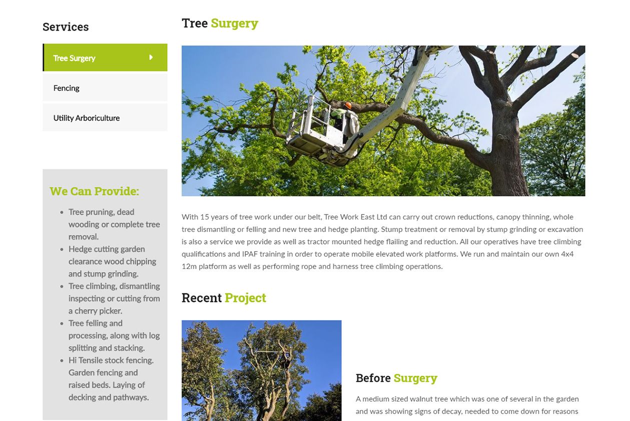 tree work east web design